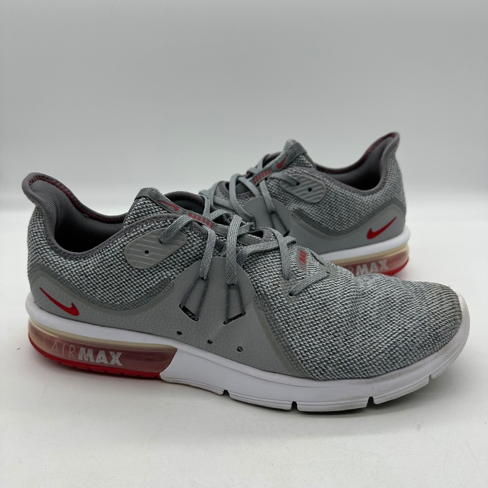 Nike 921694-060 Mens Size 13 Sneakers Grey Red Air Max Sequent 3 Running Shoes
